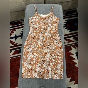 Floral Sleeveless Dress with small slit, size small
